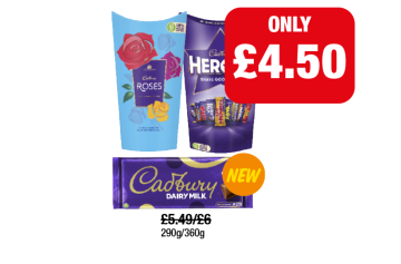 Cadbury Roses, Heroes, Cadbury Bar - Now Only £4.50 at Family Shopper