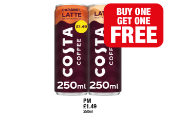 Costa Coffee Latte, Caramel - Buy 1 Get 1 FREE at Family Shopper