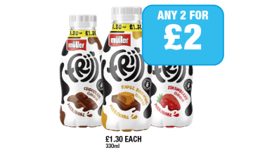 Frijj Chocolate, Fudge, Strawberry - Any 2 for £2 at Family Shopper