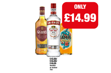 Grants, Smirnoff, Lambs Rum - Now Only £14.99 at Family Shopper