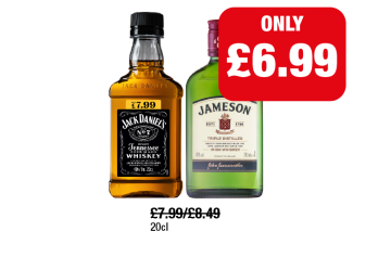 Jack Daniels Whiskey, Jameson Whiskey - Now Only £6.99 at Family Shopper