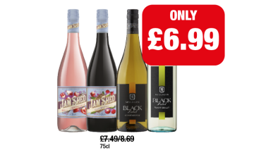 Jam Shed Rhubarb Strawberry Smash, Black Forest Mess, Hardy's Black Label Chardonnay, Pinot Grigio - Now Only £6.99 at Family Shopper