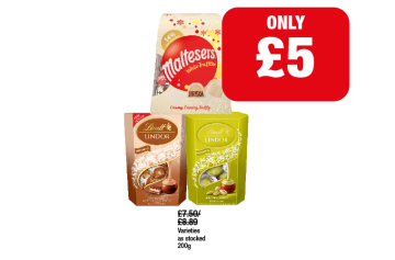 Maltesers White Truffle, Lindor Tiramisu, Pistachio - Now Only £5 at Family Shopper