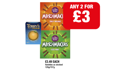 Quality Street Matchmakers Zingy Orange, Cool Mint, Terry's Chocolate Orange - Any 2 for £3 at Family Shopper