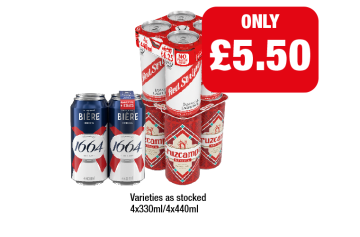 Red Stripe, Kronenbourg, Cruzcampo - Now Only £5.50 at Family Shopper