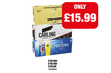 Strongbow, Carling, Fosters - Now Only £15.99 at Family Shopper