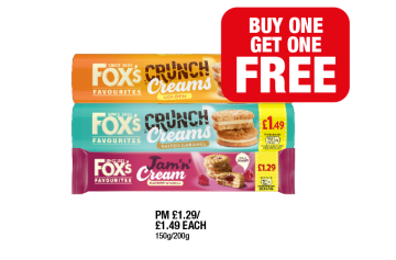 Fox's Crunch Creams, Salted Caramel, Jam Cream - Buy 1 Get 1 FREE at Family Shopper