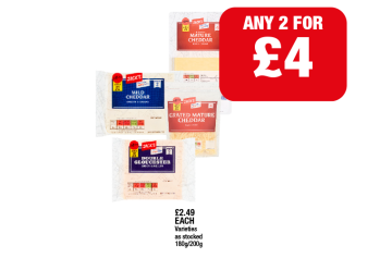 Jack's Mature Cheddar, Grated, Mild, Double Gloucester - Any 2 for £4 at Family Shopper