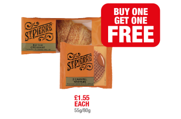 St Pierre Butter Croissant, Caramel Waffles - Buy 1 Get 1 FREE at Family Shopper