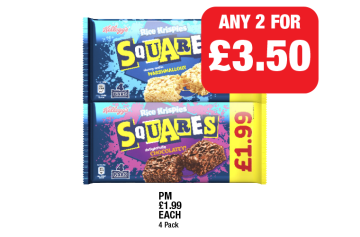 Rice Krispies Squares Marshmallow, Chocolatey - Any 2 for £3.50 at Family Shopper