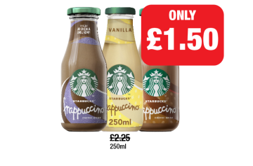 Starbucks Frappuccino, Vanilla, Mocha - Now Only £1.50 each at Family Shopper