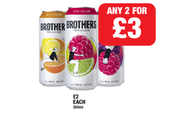 Brothers Cider Best of The Zest, Berry Sub-Lime, Un-Berrylievable - Any 2 for £3 at Family Shopper