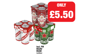 Cruzcampo, Red Stripe, Heineken - Now Only £5.50 each at Family Shopper