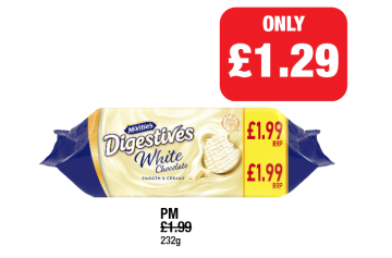 McVitie's Digestives White Chocolate - Now Only £1.29 each at Family Shopper