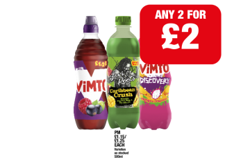 Vimto, Discovery, Caribbean Crush - Any 2 for £2 at Family Shopper