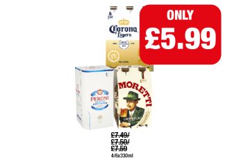 Corona, Peroni, Moretti - Now Only £5.99 at Family Shopper