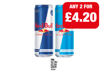 Red Bull, Sugarfree - Any 2 for £4.20 at Family Shopper