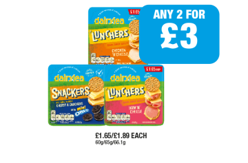 Dairylea Lunchers Chicken 'N' Cheese, Ham 'N' Cheese, Cheese & Crackers Oreo - Now Only £1.50 at Family Shopper