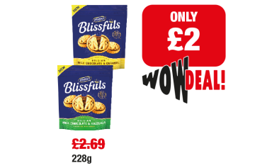 WOW DEAL: McVitie’s Blissfuls Belgian Milk Chocolate & Hazelnut Biscuits, Milk Chocolate & Caramel Biscuits - Was £2.69 - Now £2 each at Family Shopper