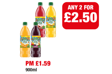 Robinson's Real Fruit Summerfruits, Orange & Passionfruit, Orange, Apple & Blackcurrant - PM £1.59 - Any 2 for £2.50 at Family Shopper