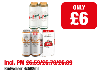 San Miguel, Carlsberg Export, Stella Artois - Now only £6 each at Family Shopper